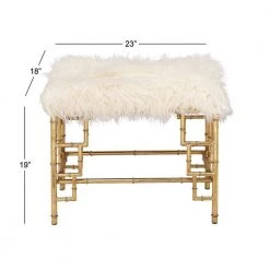 19 in. Gold Metal Stool with Faux Fur by Litton Lane -Outlet Litton Lane Store white litton lane bar stools 65571 c3 1000