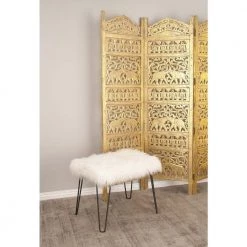 24 in. White Fabric Modern Stool by Litton Lane -Outlet Litton Lane Store white litton lane bar stools 65620 31 1000