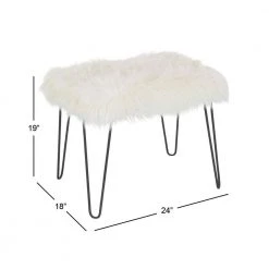 24 in. White Fabric Modern Stool by Litton Lane -Outlet Litton Lane Store white litton lane bar stools 65620 76 1000