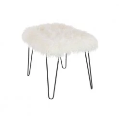 24 in. White Fabric Modern Stool by Litton Lane -Outlet Litton Lane Store white litton lane bar stools 65620 e1 1000