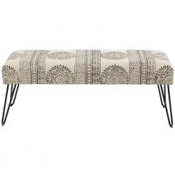 White Fabric Bench with Rectangle Shape (16 X 47 X 19) by Litton Lane