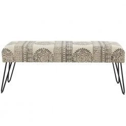 White Fabric Bench with Rectangle Shape (16 X 47 X 19) by Litton Lane -Outlet Litton Lane Store white litton lane bedroom benches 041406 66 1000