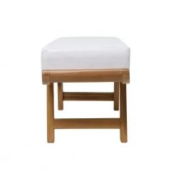 White Bench with Teak Wood 19 in. x 50 in. x 16 in. by Litton Lane -Outlet Litton Lane Store white litton lane bedroom benches 042860 40 1000