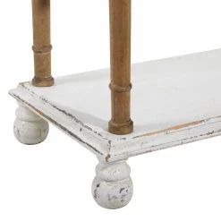 75 in. White Wood 5 Tier Shelf Rectangle Distressed Open Shelving Unit with Brown Spindle Sides and Ball Feet by Litton Lane 18 75 in. White Wood 5 Tier Shelf Rectangle Distressed Open Shelving Unit with Brown Spindle Sides and Ball Feet by Litton Lane -Outlet Litton Lane Store white litton lane bookcases bookshelves 20403 1d 1000