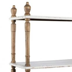 75 in. White Wood 5 Tier Shelf Rectangle Distressed Open Shelving Unit with Brown Spindle Sides and Ball Feet by Litton Lane 16 75 in. White Wood 5 Tier Shelf Rectangle Distressed Open Shelving Unit with Brown Spindle Sides and Ball Feet by Litton Lane -Outlet Litton Lane Store white litton lane bookcases bookshelves 20403 40 1000