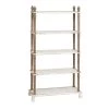 75 in. White Wood 5 Tier Shelf Rectangle Distressed Open Shelving Unit with Brown Spindle Sides and Ball Feet by Litton Lane -Outlet Litton Lane Store white litton lane bookcases bookshelves 20403 64 1000
