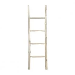 59 in. White Teak Wood Ladder by Litton Lane