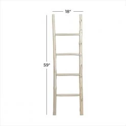 59 in. White Teak Wood Ladder by Litton Lane -Outlet Litton Lane Store white litton lane bookcases bookshelves 21669 76 1000