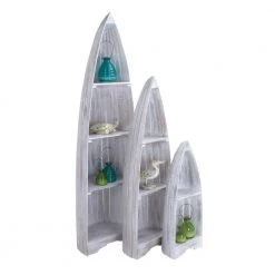76 in. White Wood Coastal 4 Shelf Shelving Unit (Set of 3) by Litton Lane