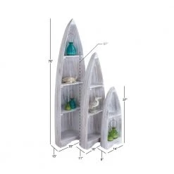 76 in. White Wood Coastal 4 Shelf Shelving Unit (Set of 3) by Litton Lane -Outlet Litton Lane Store white litton lane bookcases bookshelves 37745 c3 1000