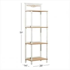 71 in. White Farmhouse Wood 4 Shelf Shelving Unit by Litton Lane -Outlet Litton Lane Store white litton lane bookcases bookshelves 39734 76 1000