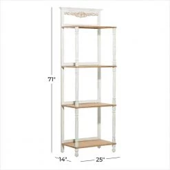 71 in. White Farmhouse Wood 4 Shelf Shelving Unit by Litton Lane -Outlet Litton Lane Store white litton lane bookcases bookshelves 39734 c3 1000