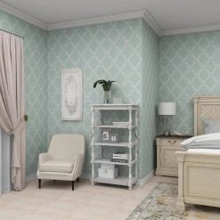 55 in. White Wood 5 Tier Shelf Rectangle Distressed Open Shelving Unit with Carved Spindle Sides and Mesh Shelves by Litton Lane -Outlet Litton Lane Store white litton lane bookcases bookshelves 44419 d4 1000