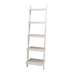 69 in. White Wood Traditional 5 Shelf Shelving Unit by Litton Lane