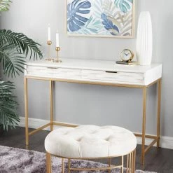 31 In. White Iron Contemporary Console Table by Litton Lane -Outlet Litton Lane Store white litton lane console tables 040871 31 1000