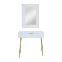 31 In. White Wood Contemporary Vanity with Mirror (Set of 2) by Litton Lane