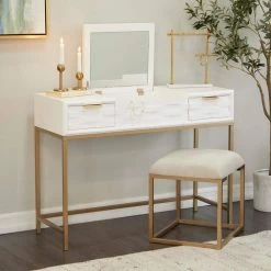 31 in., 18 in. White Wood Contemporary Vanity with Mirror ( Set of 2) by Litton Lane 23 31 in., 18 in. White Wood Contemporary Vanity with Mirror ( Set of 2) by Litton Lane -Outlet Litton Lane Store white litton lane console tables 042501 31 1000