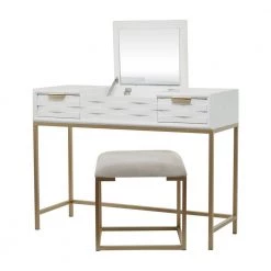31 in., 18 in. White Wood Contemporary Vanity with Mirror ( Set of 2) by Litton Lane
