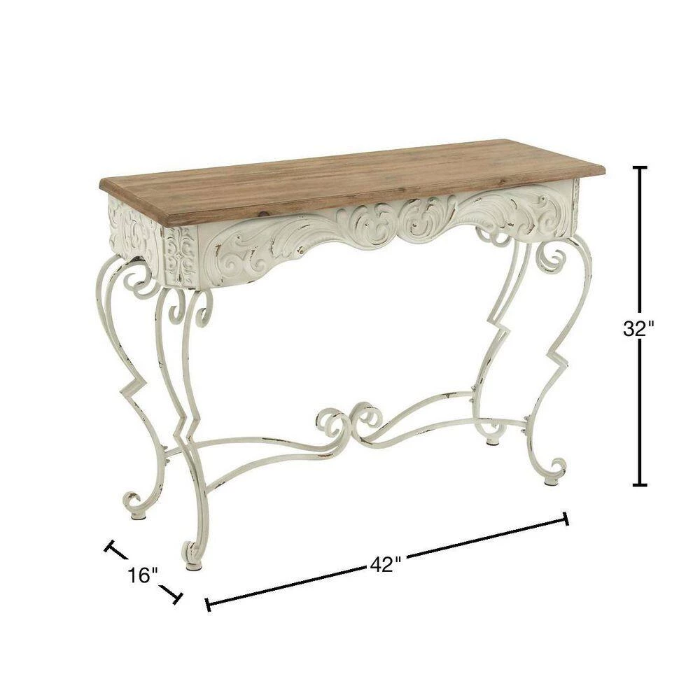 42 in. White Rectangle Metal Farmhouse Console Table by Litton Lane 4 42 in. White Rectangle Metal Farmhouse Console Table by Litton Lane - Image 2