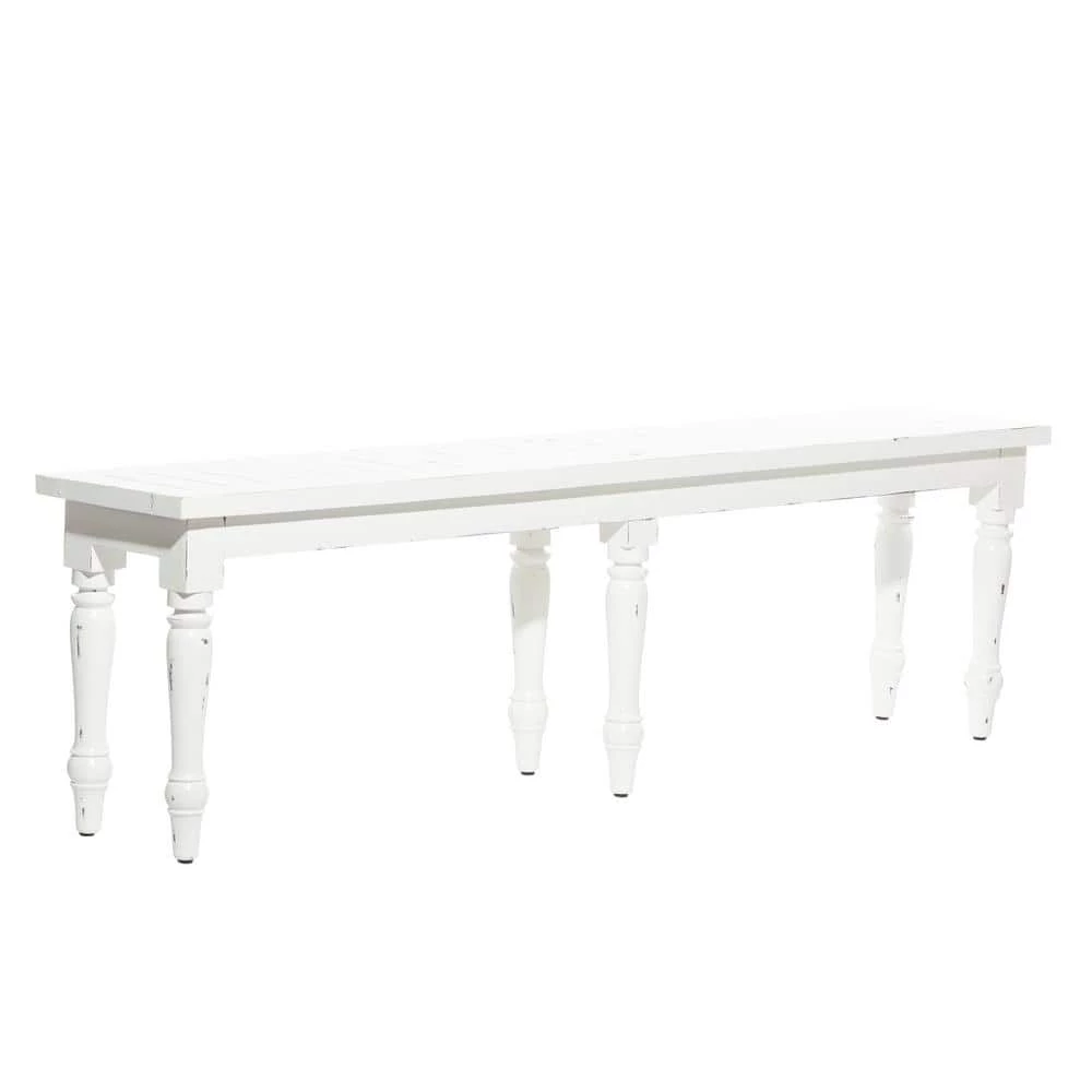 White Farmhouse Bench 18 in. x 63 in. x 12 in. by Litton Lane 3 White Farmhouse Bench 18 in. x 63 in. x 12 in. by Litton Lane