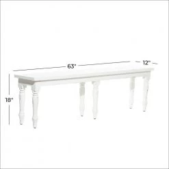 White Farmhouse Bench 18 in. x 63 in. x 12 in. by Litton Lane 9 White Farmhouse Bench 18 in. x 63 in. x 12 in. by Litton Lane -Outlet Litton Lane Store white litton lane dining benches 041175 76 1000