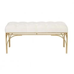 White Metal Glam Bench 39 In. x 16 In. x 18In. by Litton Lane -Outlet Litton Lane Store white litton lane dining benches 042258 4f 1000