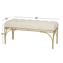 White Metal Glam Bench 39 In. x 16 In. x 18In. by Litton Lane -Outlet Litton Lane Store white litton lane dining benches 042258 76 1000