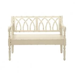 White Farmhouse Bench 36 in. x 48 in. x 19 in. by Litton Lane