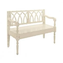 White Farmhouse Bench 36 in. x 48 in. x 19 in. by Litton Lane -Outlet Litton Lane Store white litton lane dining benches 60155 c3 1000