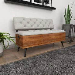 White Storage Industrial Bench 30 in. x 48 in. x 20 in. by Litton Lane -Outlet Litton Lane Store white litton lane dining benches 90650 1d 1000