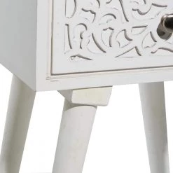 13 in. White Intricately Carved Scroll Single Drawer Large Rectangle Wood End Accent Table by Litton Lane -Outlet Litton Lane Store white litton lane end side tables 31891 fa 1000