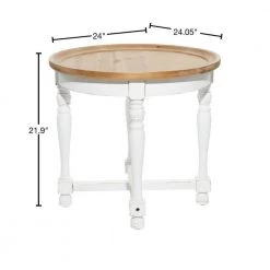 24 in. White Round Wood End Table with Brown Top by Litton Lane -Outlet Litton Lane Store white litton lane end side tables 39747 40 1000