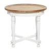 24 in. White Round Wood End Table with Brown Top by Litton Lane