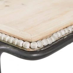 13 in. White Rectangle Wood Beaded C-Style End Table with Black Metal Base by Litton Lane -Outlet Litton Lane Store white litton lane end side tables 43394 1f 1000