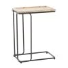13 in. White Rectangle Wood Beaded C-Style End Table with Black Metal Base by Litton Lane