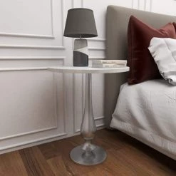 20 in. White Round Marble End Table by Litton Lane -Outlet Litton Lane Store white litton lane end side tables 54250 1f 1000