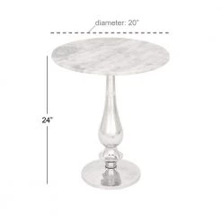 20 in. White Round Marble End Table by Litton Lane -Outlet Litton Lane Store white litton lane end side tables 54250 c3 1000