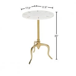 18 in. White Round Marble End Table Gold Inlay by Litton Lane -Outlet Litton Lane Store white litton lane end side tables 55383 40 1000