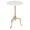 18 in. White Round Marble End Table Gold Inlay by Litton Lane
