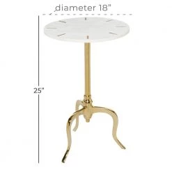 18 in. White Round Marble End Table Gold Inlay by Litton Lane -Outlet Litton Lane Store white litton lane end side tables 55383 76 1000