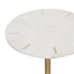 18 in. White Round Marble End Table Gold Inlay by Litton Lane -Outlet Litton Lane Store white litton lane end side tables 55383 c3 1000