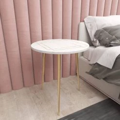 22 in. White Round Marble End Table by Litton Lane 19 22 in. White Round Marble End Table by Litton Lane -Outlet Litton Lane Store white litton lane end side tables 67412 1f 1000