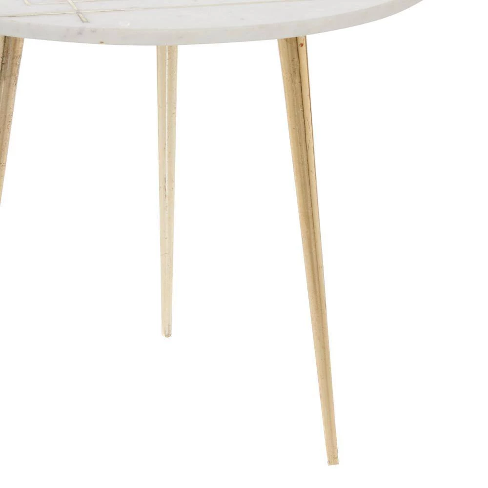 22 in. White Round Marble End Table by Litton Lane 5 22 in. White Round Marble End Table by Litton Lane - Image 3