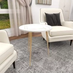 22 in. White Round Marble End Table by Litton Lane 20 22 in. White Round Marble End Table by Litton Lane -Outlet Litton Lane Store white litton lane end side tables 67412 44 1000