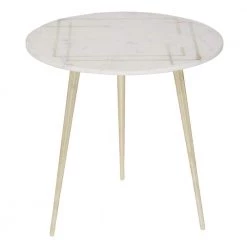 22 in. White Round Marble End Table by Litton Lane
