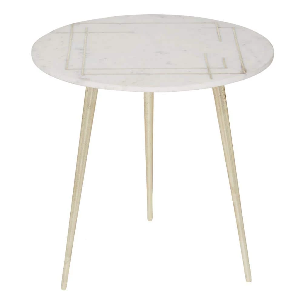 22 in. White Round Marble End Table by Litton Lane 3 22 in. White Round Marble End Table by Litton Lane