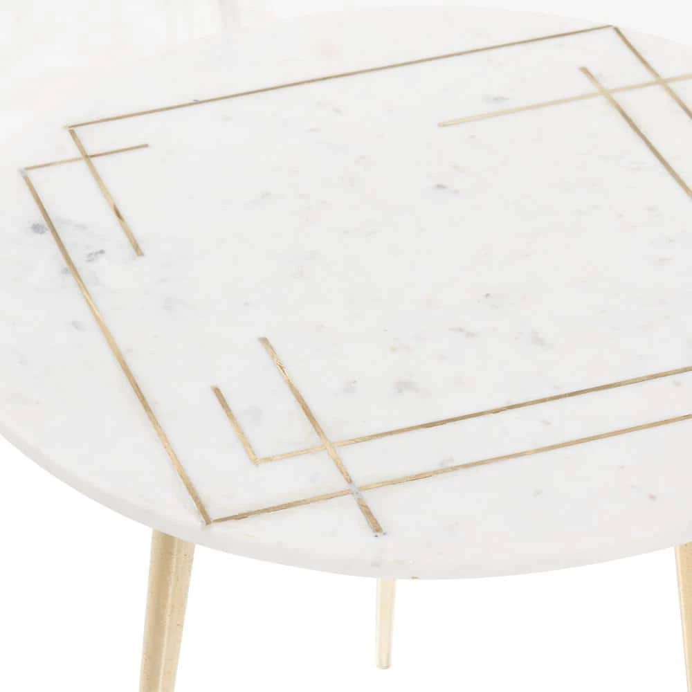22 in. White Round Marble End Table by Litton Lane 6 22 in. White Round Marble End Table by Litton Lane - Image 4