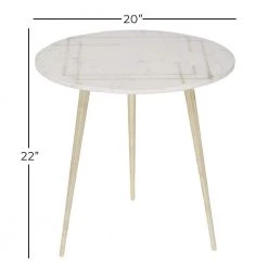22 in. White Round Marble End Table by Litton Lane 17 22 in. White Round Marble End Table by Litton Lane -Outlet Litton Lane Store white litton lane end side tables 67412 c3 1000