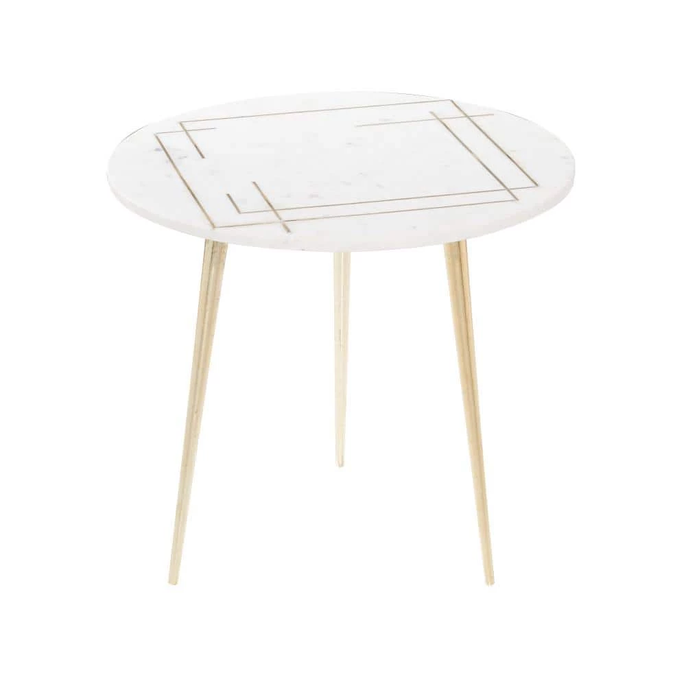 22 in. White Round Marble End Table by Litton Lane 4 22 in. White Round Marble End Table by Litton Lane - Image 2