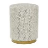 18 in. White Cylinder Shell End Table with Gold Base by Litton Lane -Outlet Litton Lane Store white litton lane end side tables 74045 64 1000